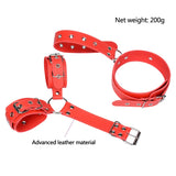 Female Leather Handcuffs Neck collar for Couple Adult sex game